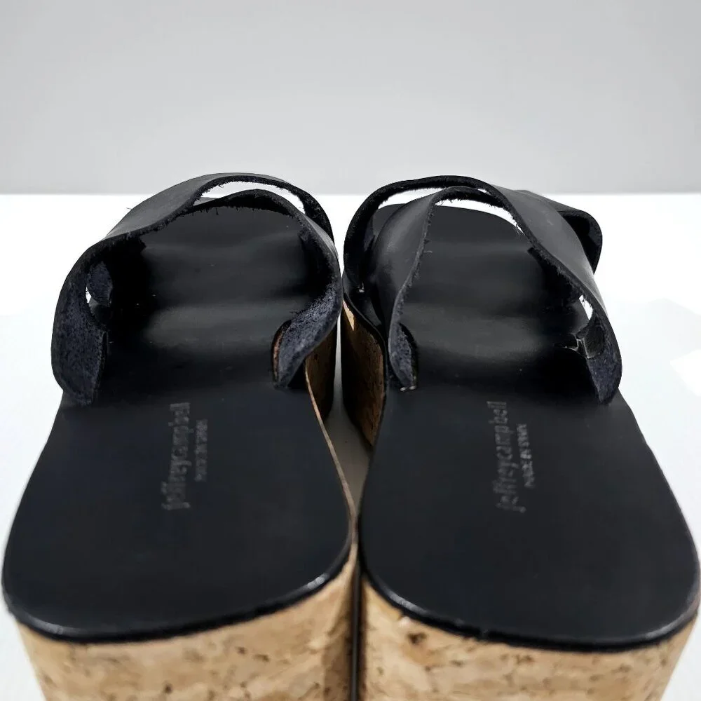 Jeffrey Campbell Itzelia Platform Cork Sandal Womens EU 41 Black Leather Y2K NEW